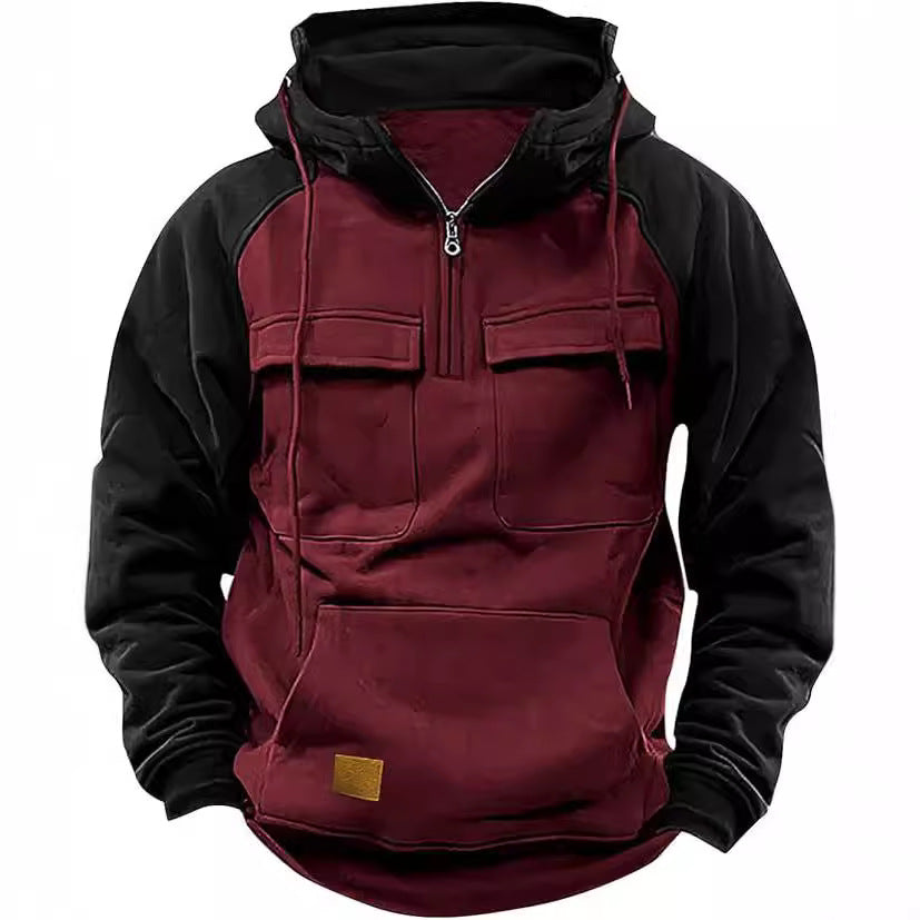 Fall Winter Retro Cargo Hoodie