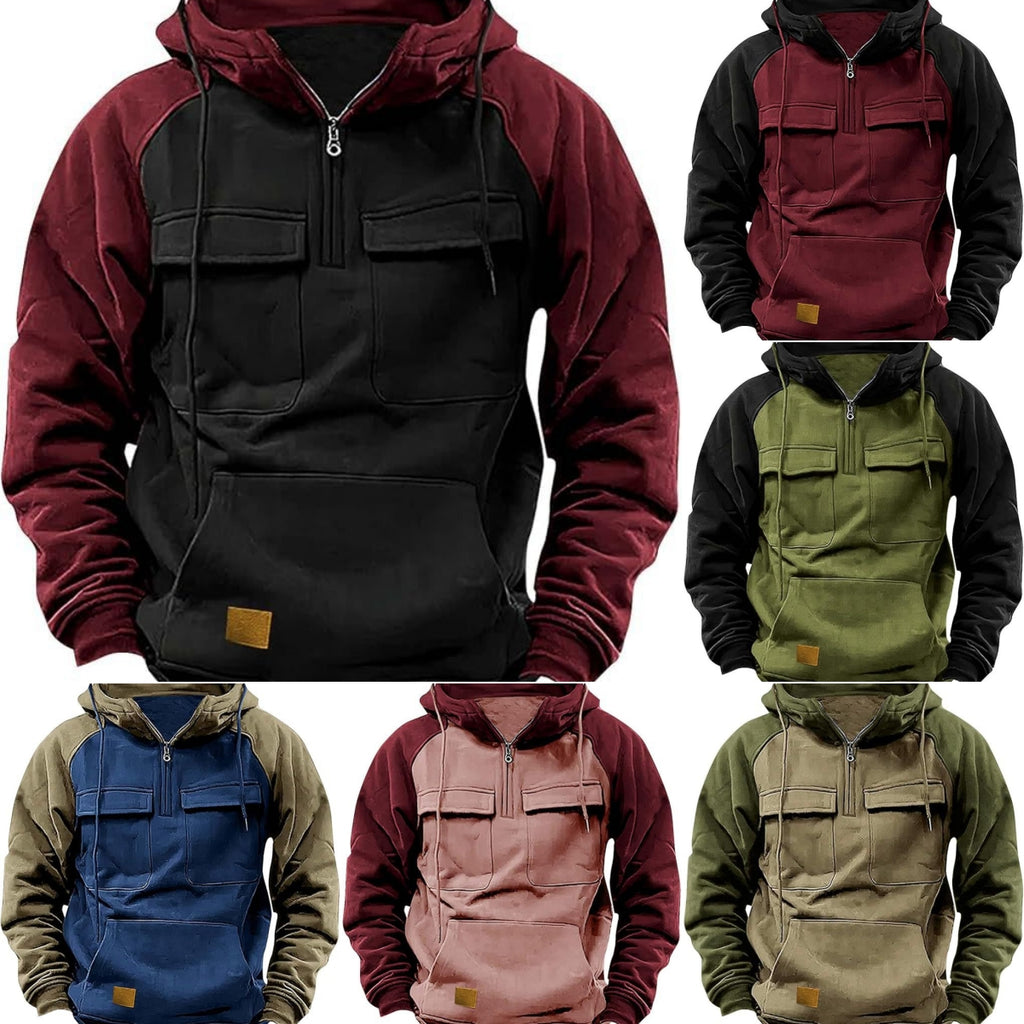 Fall Winter Retro Cargo Hoodie