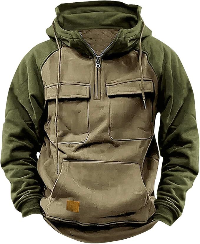 Fall Winter Retro Cargo Hoodie