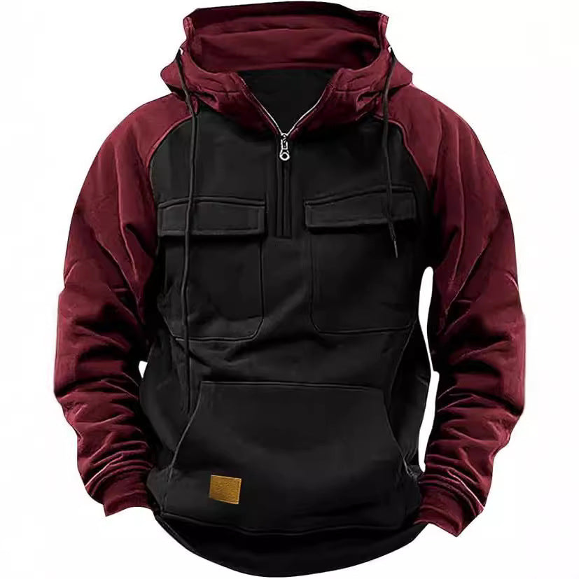 Fall Winter Retro Cargo Hoodie