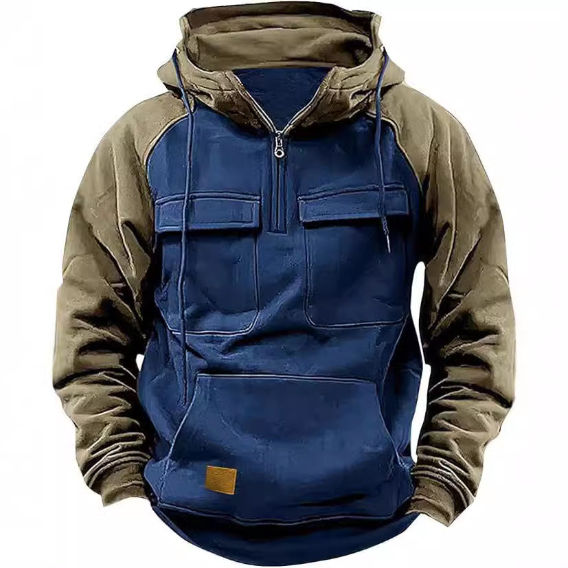 Fall Winter Retro Cargo Hoodie