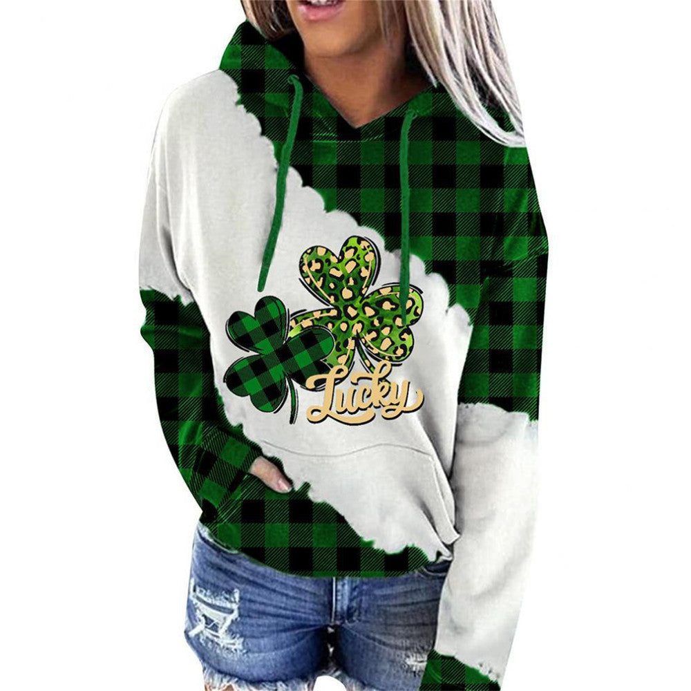 Lucky Grass Print Streetwear Hoodie Pullover