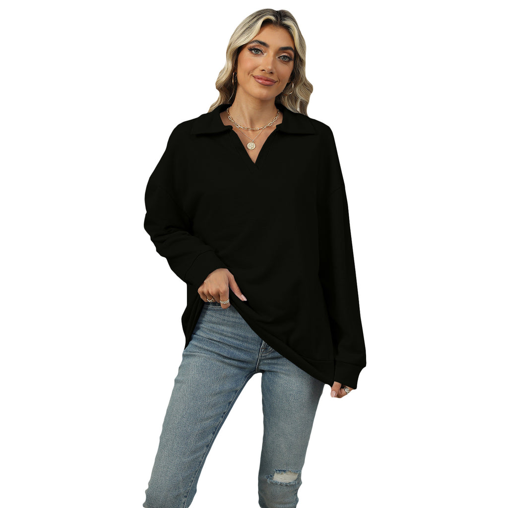 New Lapel V-neck Sweatshirt