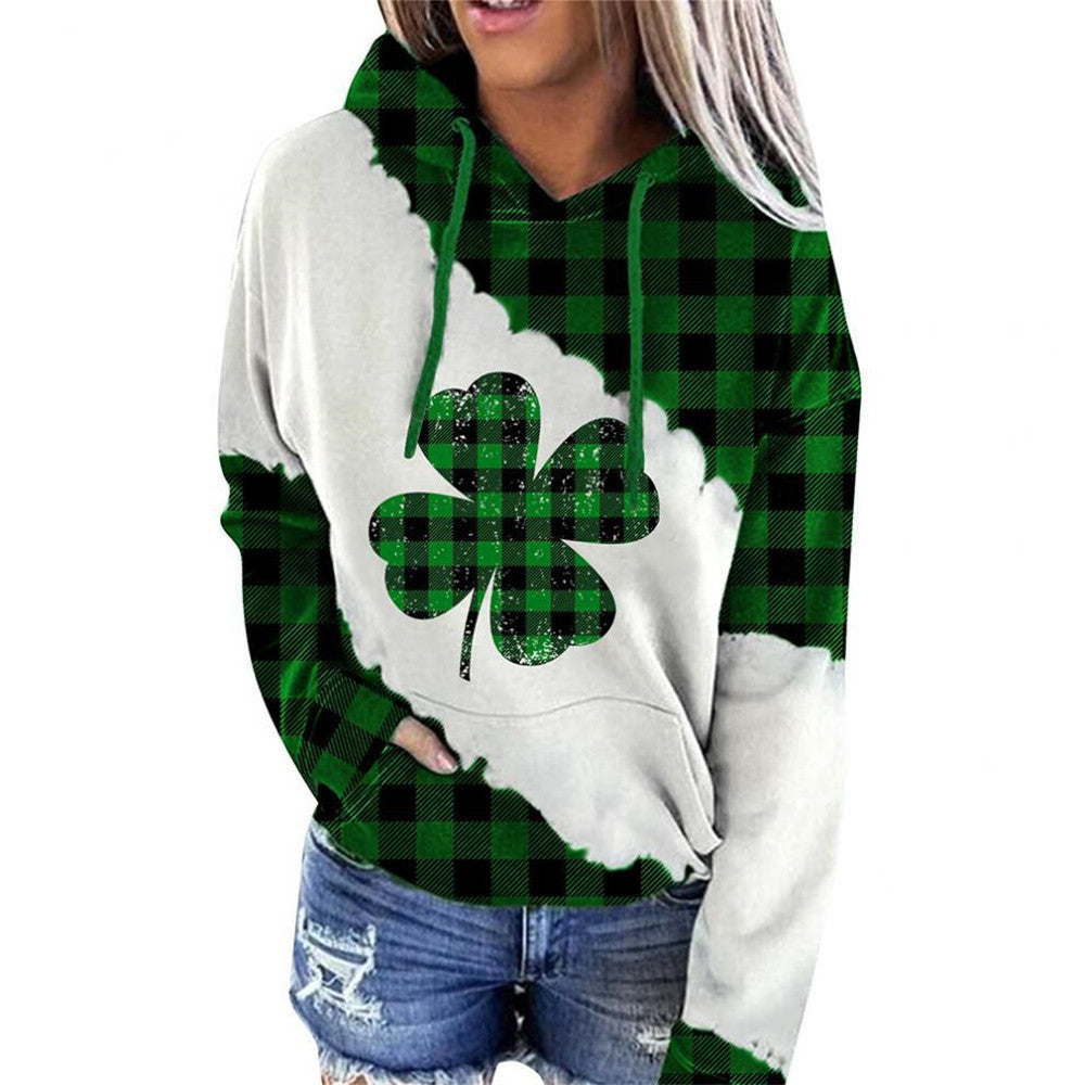 Lucky Grass Print Streetwear Hoodie Pullover