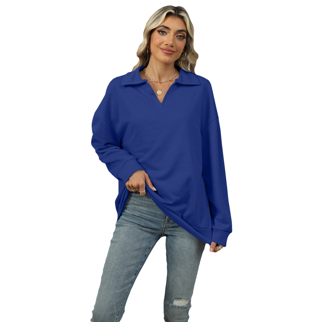 New Lapel V-neck Sweatshirt