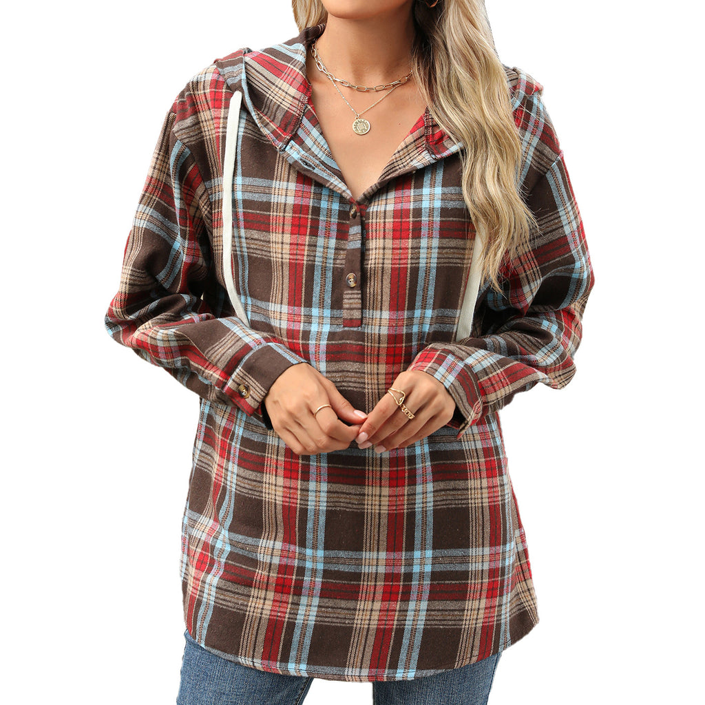 Plaid Print Hooded Sweatshirt