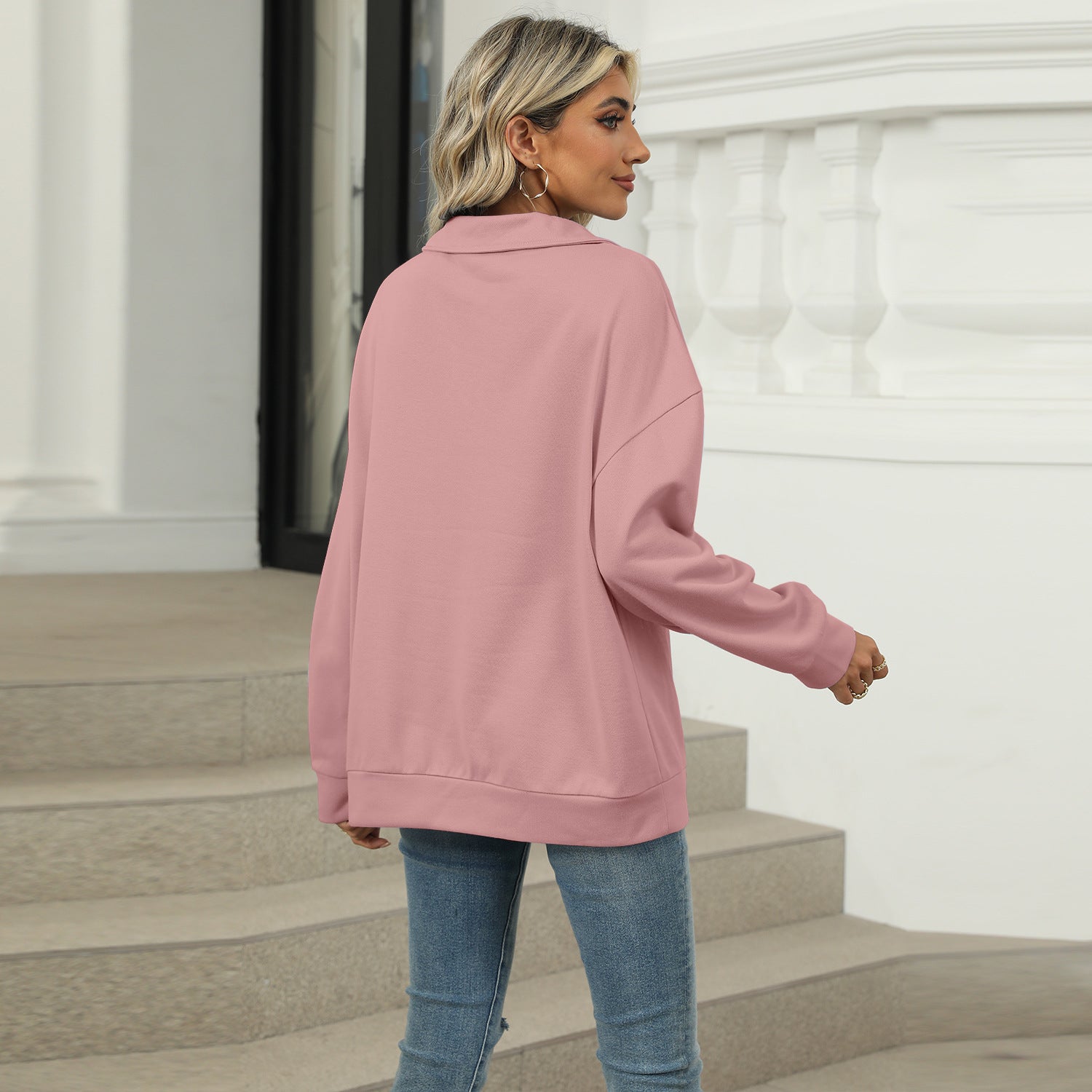 New Lapel V-neck Sweatshirt