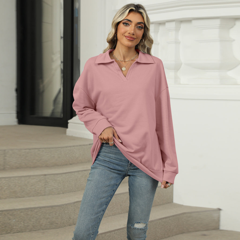 New Lapel V-neck Sweatshirt