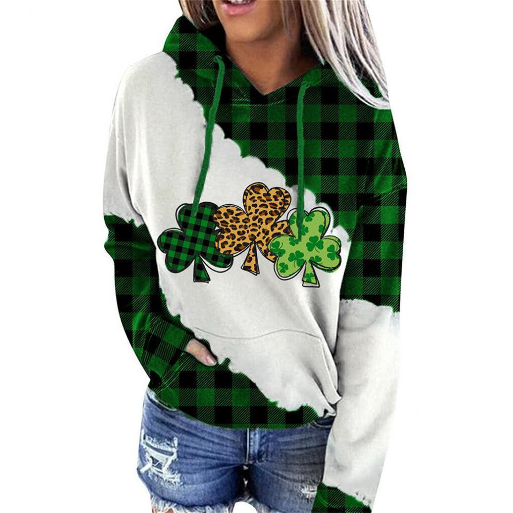 Lucky Grass Print Streetwear Hoodie Pullover