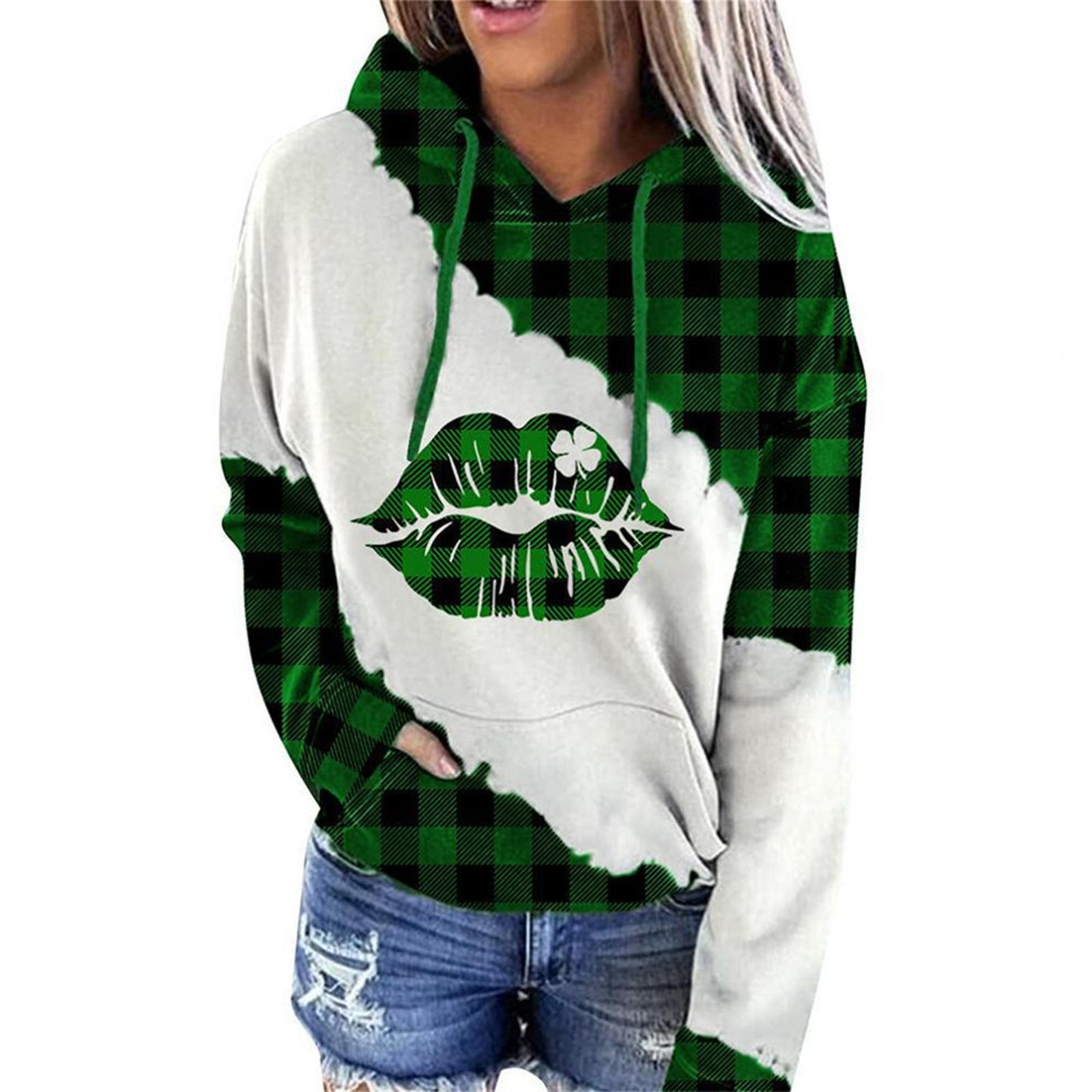 Lucky Grass Print Streetwear Hoodie Pullover