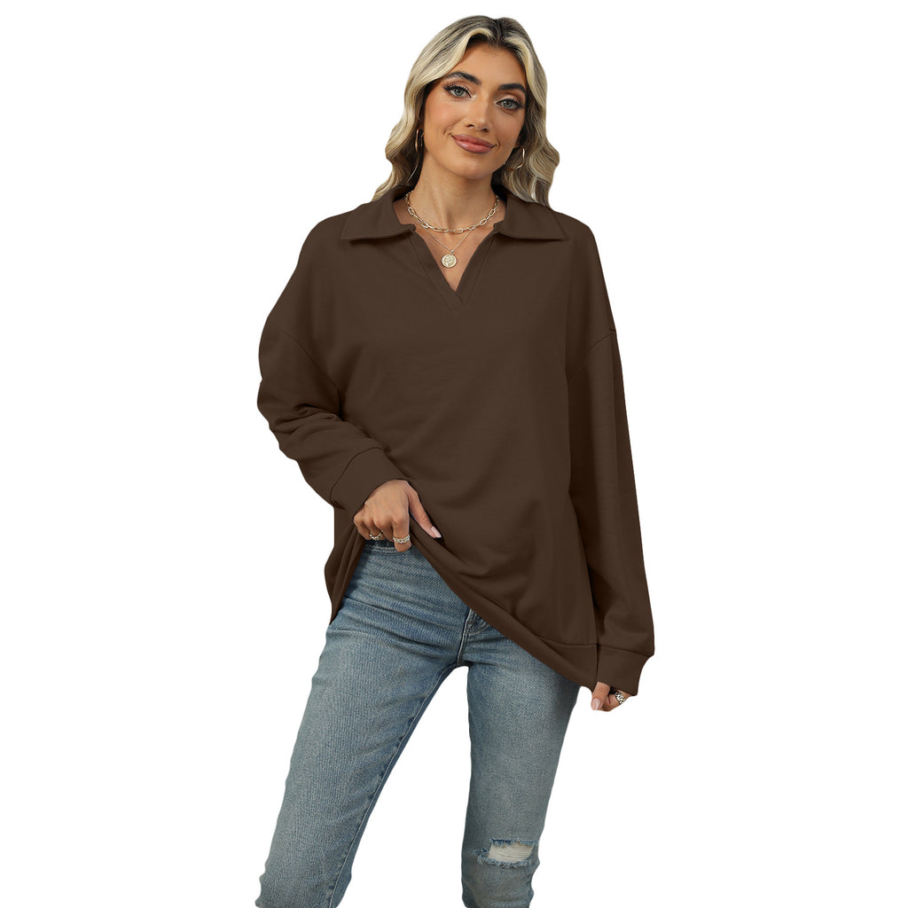 New Lapel V-neck Sweatshirt