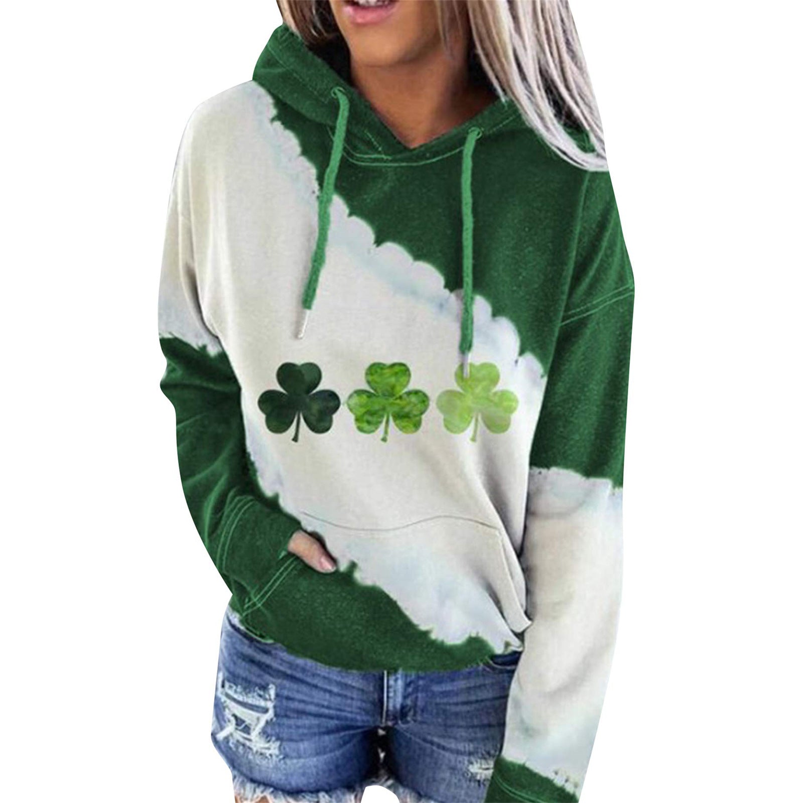 Lucky Grass Print Streetwear Hoodie Pullover