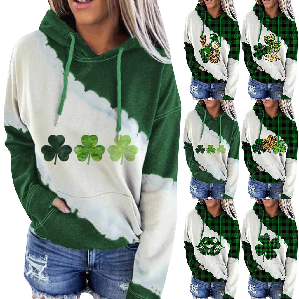 Lucky Grass Print Streetwear Hoodie Pullover