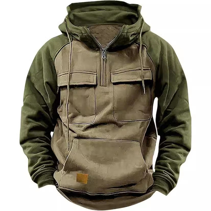 Fall Winter Retro Cargo Hoodie